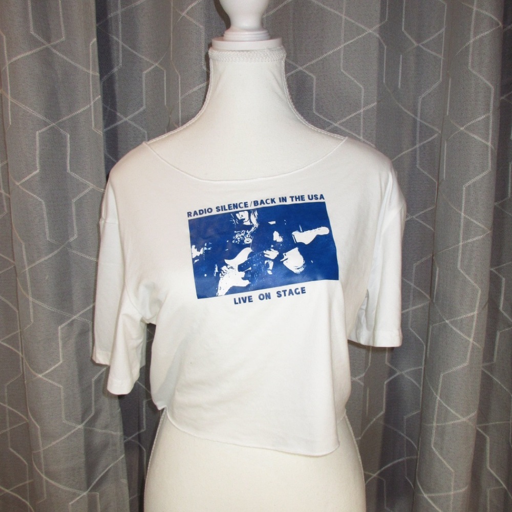 SHEIN White Tee with Blue Graphic Worn Once